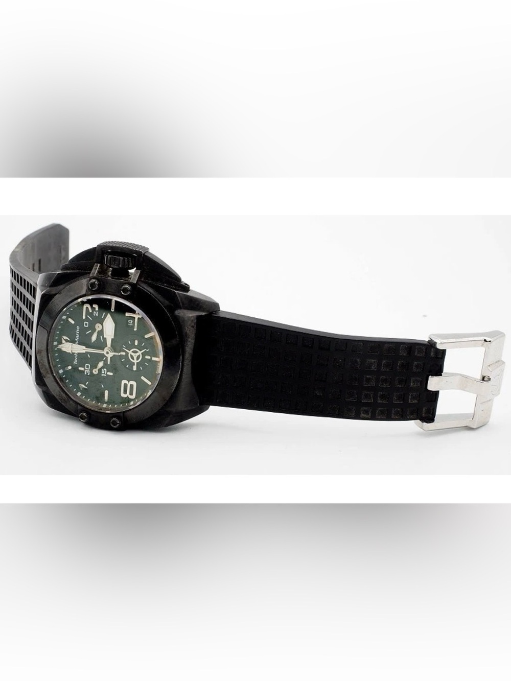 TechnoMarine Chronograph Blackwatch Quartz SWISS MADE Box & Papers New Battery - Picture 2 of 7